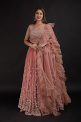 Net Rose Peach Lehenga Set_DTR1364 2